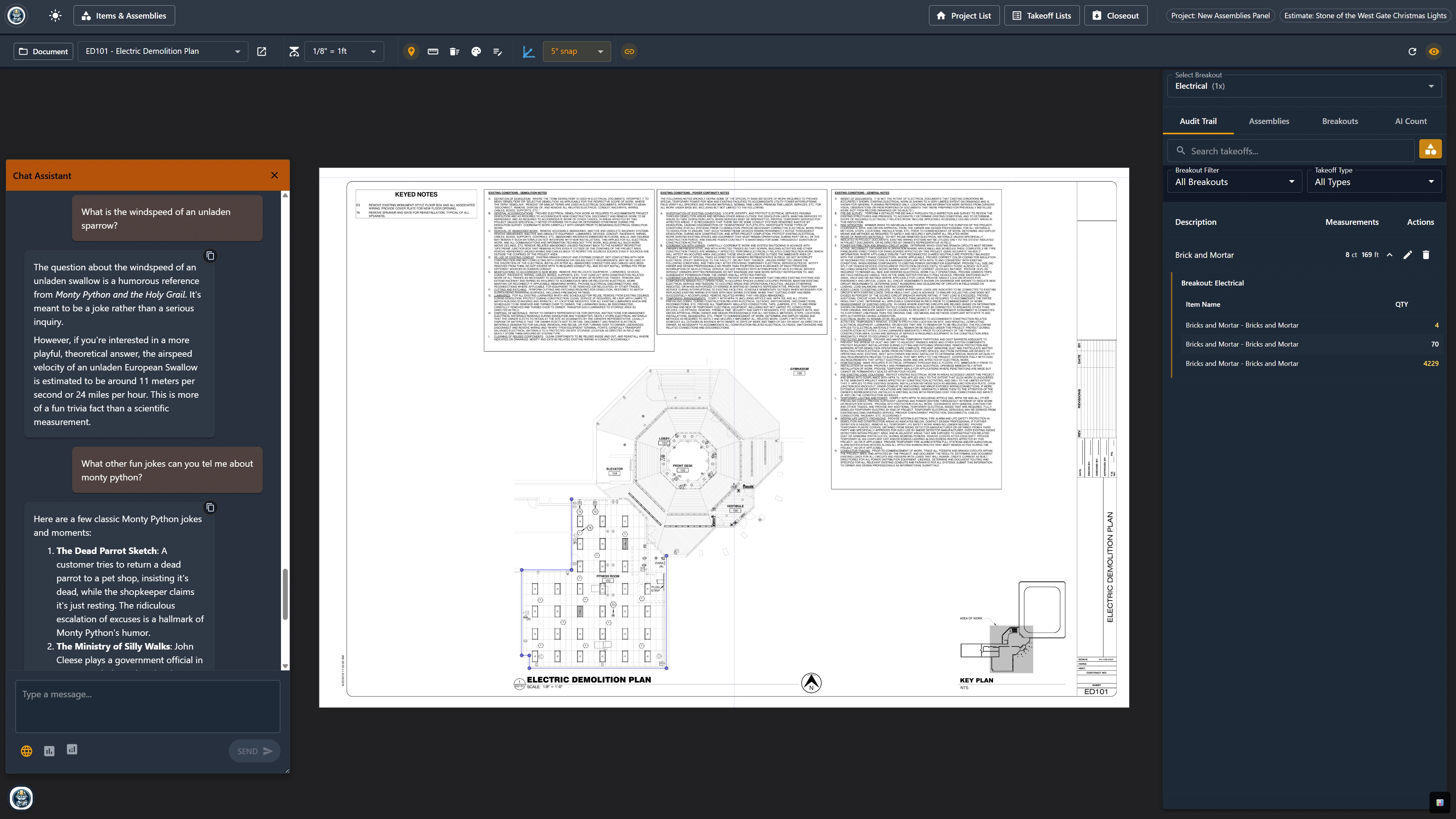 Plan View and Takeoff Interface