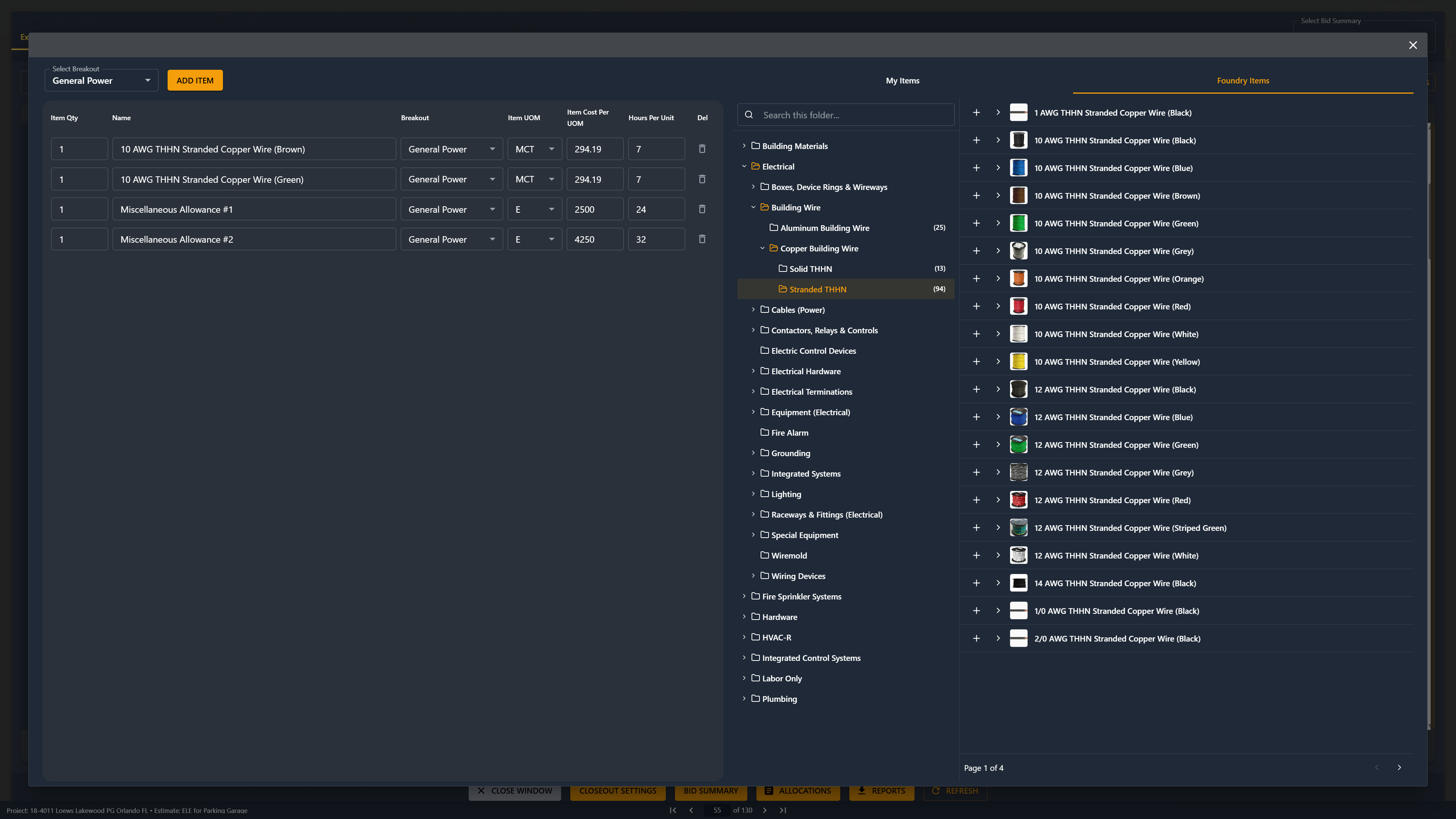 Quick Lists for adding cost items without full assemblies in Unity Build